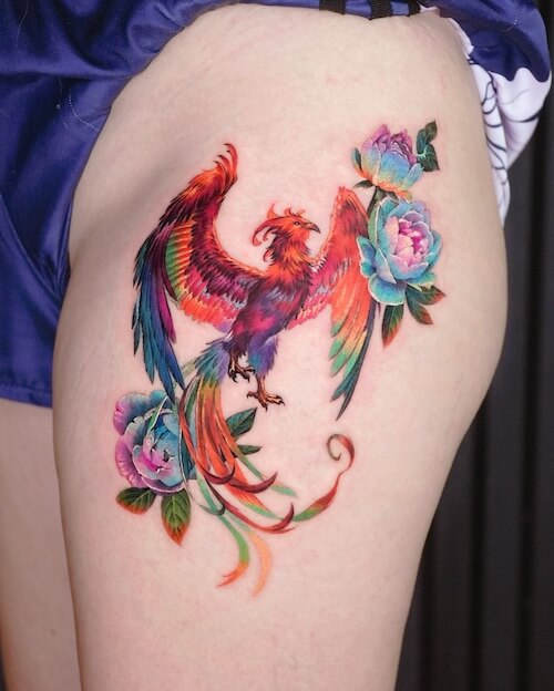 feminine phoenix tattoo designs for women