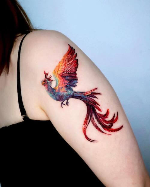 feminine phoenix tattoo designs for women