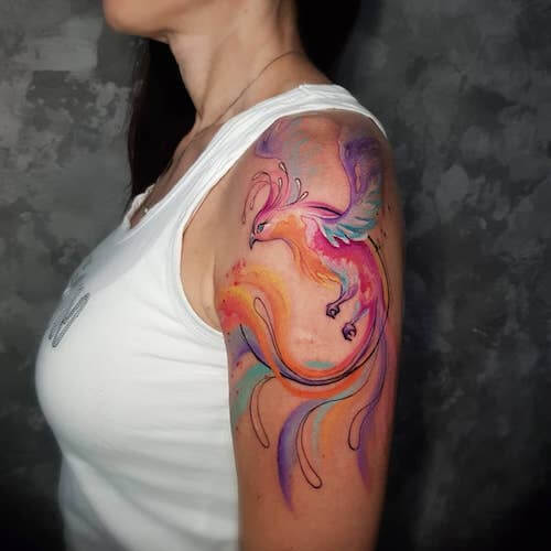 feminine phoenix tattoo designs for women