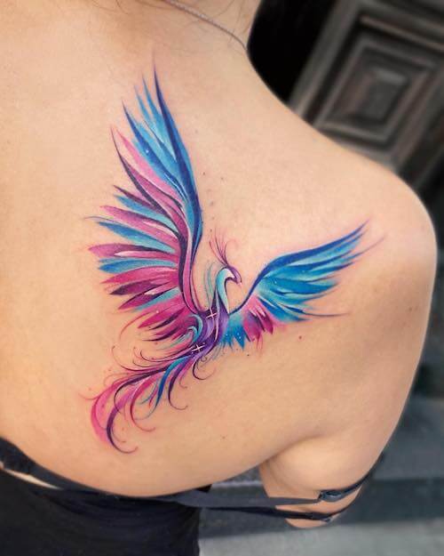 feminine phoenix tattoo designs for women