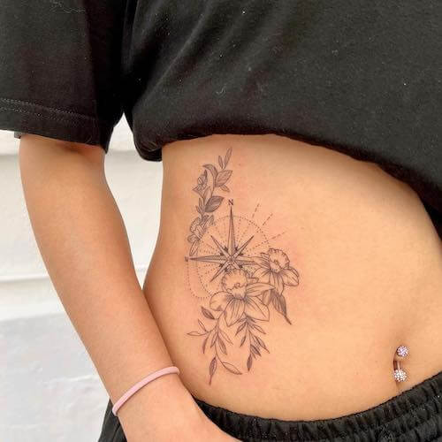 feminine compass tattoo women