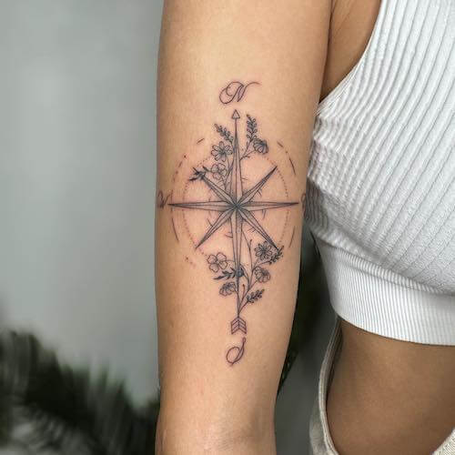 feminine compass tattoo women