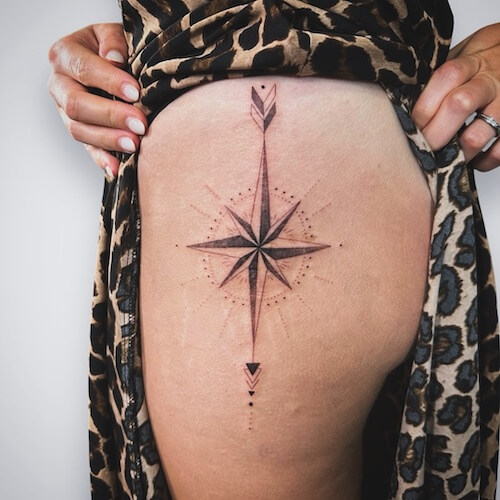 feminine compass tattoo women