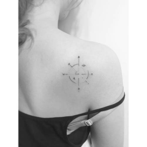 feminine compass tattoo women