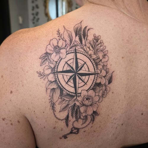 feminine compass tattoo women