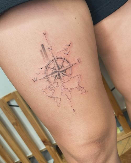 feminine compass tattoo women