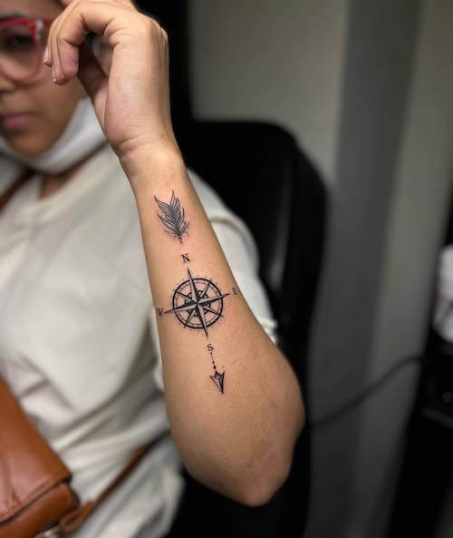 feminine compass tattoo women