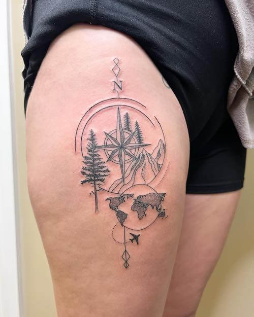 feminine compass tattoo women