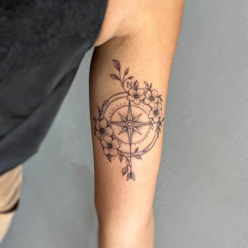feminine compass tattoo women