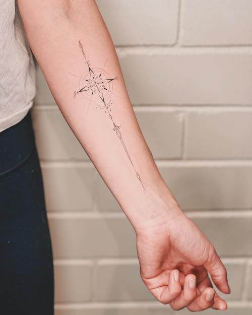feminine compass tattoo women