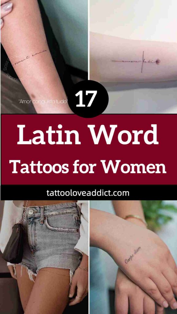 meaningful Latin word tattoos for women collage