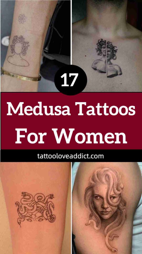 Medusa tattoo ideas for women collage
