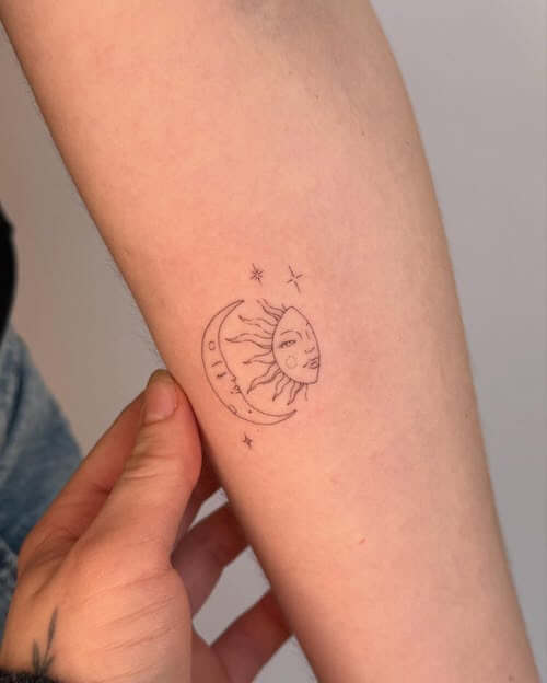 sun and moon tattoos women