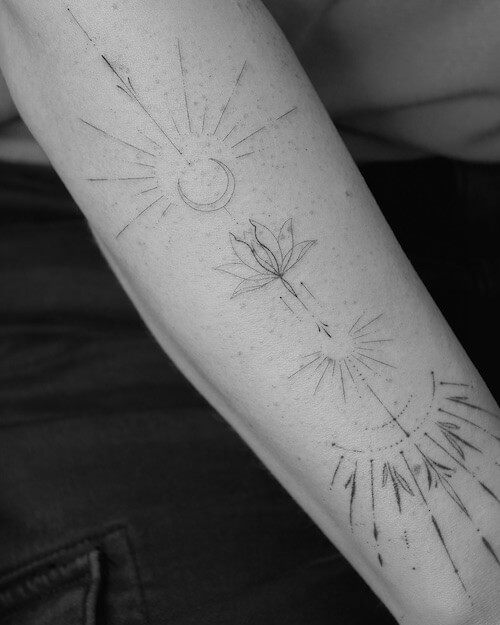 sun and moon tattoos women