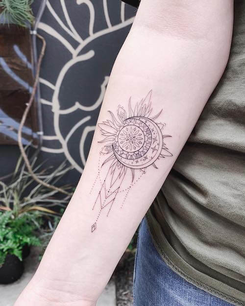 sun and moon tattoos women