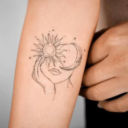 sun and moon tattoos women