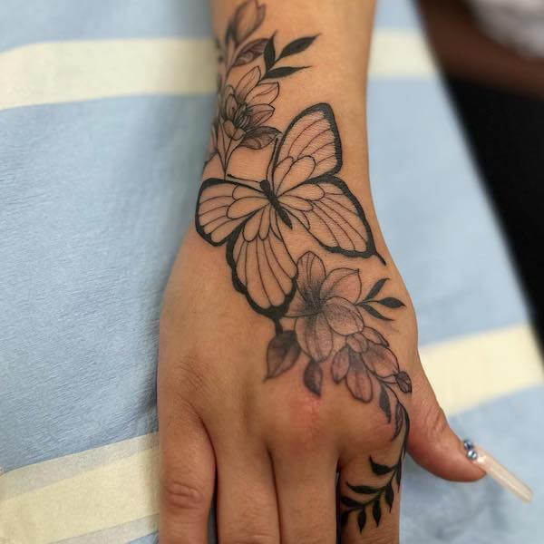Butterfly Hand Tattoo
