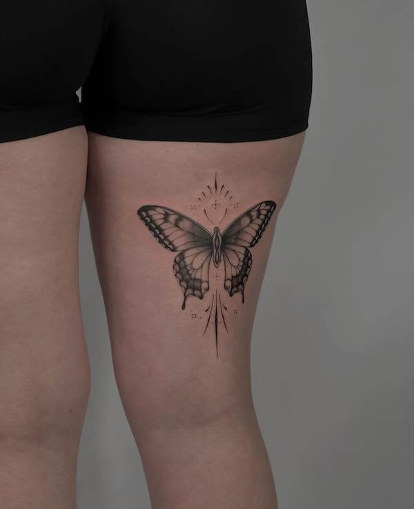 Butterfly Leg Tattoo