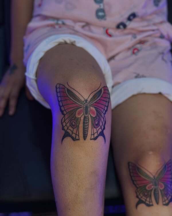 Butterfly Knee Tattoo