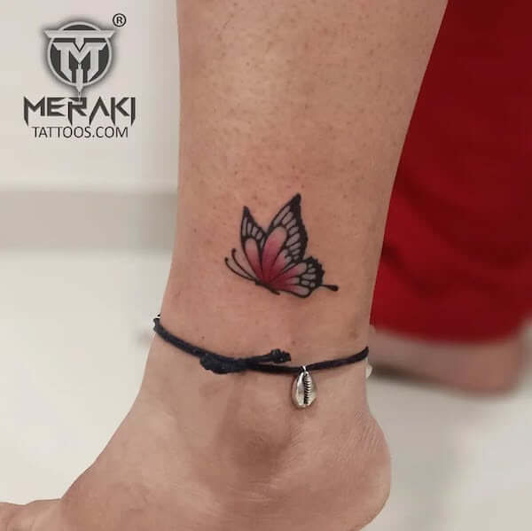 Ankle Butterfly Tattoo
