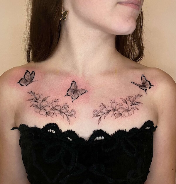 Chest Butterfly Tattoo
