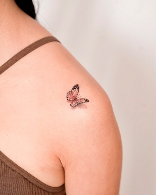 Tiny Minimalist Butterfly Tattoo