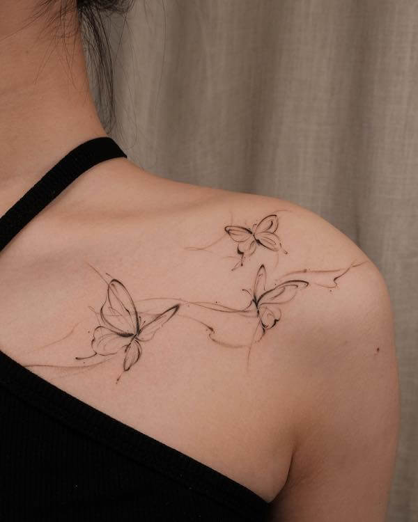 Flowing Abstract Butterfly Tattoo