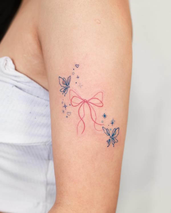 Butterfly And Bow Tattoo