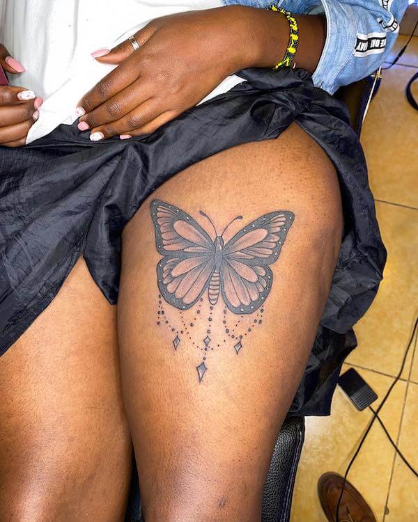 Thigh Butterfly Tattoo