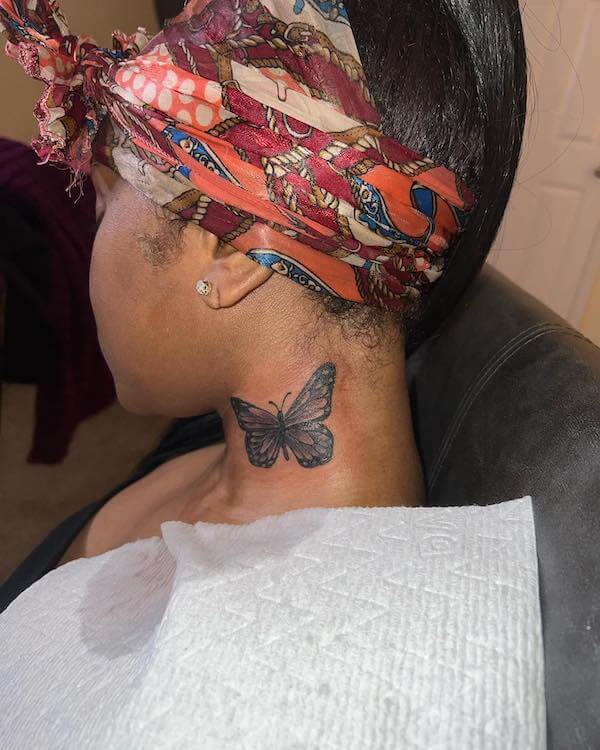 Neck Butterfly Tattoo
