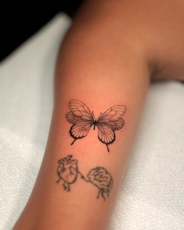 Upper Arm Butterfly Classic Tattoo