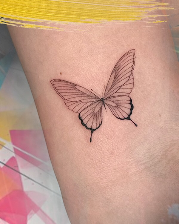 fine line butterfly tattoos for women