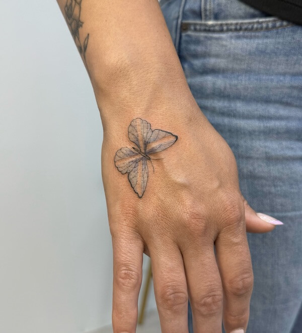 Hand And Wrist Butterfly Tattoo