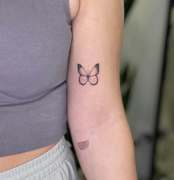 Upper Arm Small Butterfly Tattoo