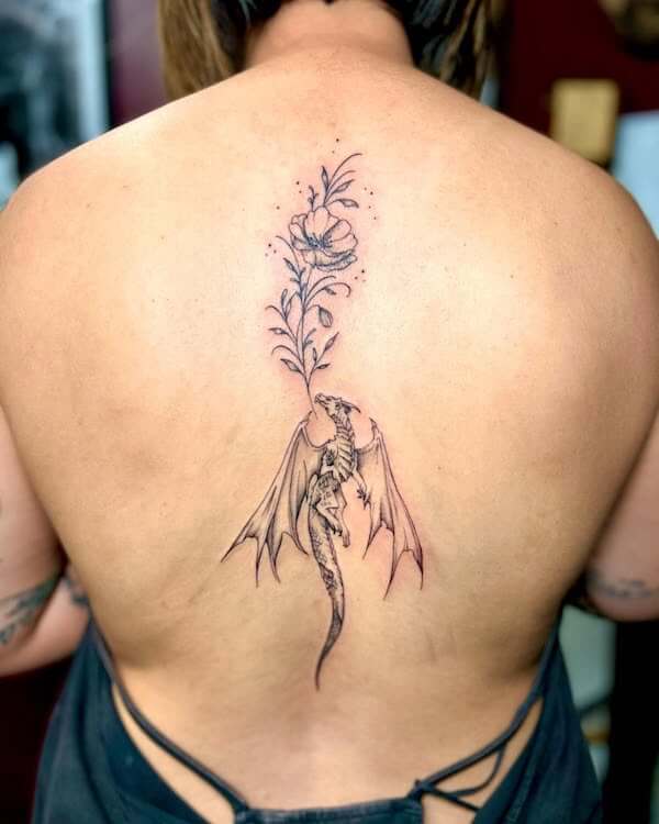 Fine Line Dragon Spine Tattoo