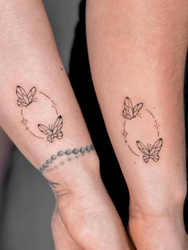 Friends Two Butterflies Flying Matching Tattoo