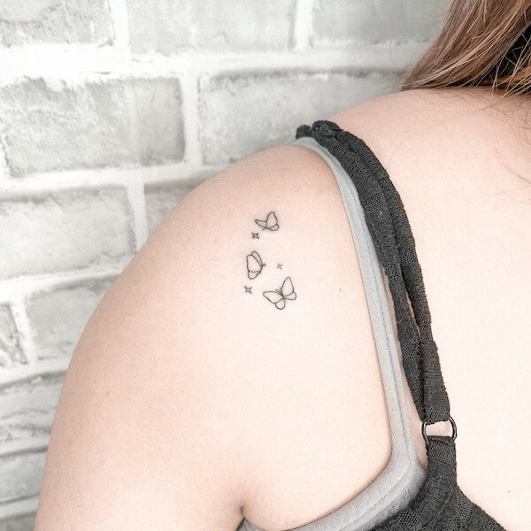 Shoulder Tiny Minimalist Butterfly Tattoo