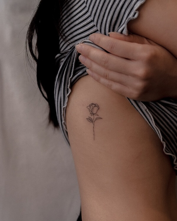 Simple Side Rose Tattoos