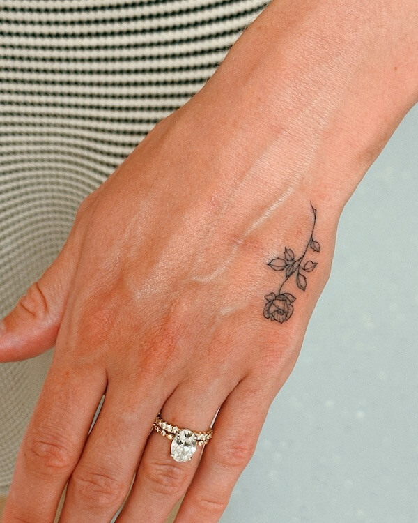 Side Hand Rose Tattoo