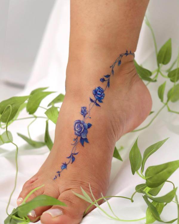 Blue Foot Rose Tattoo