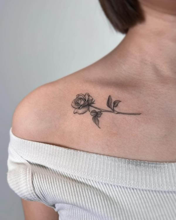 Clavicle Rose Tattoo