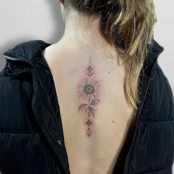 Sunflower Spine Tattoo