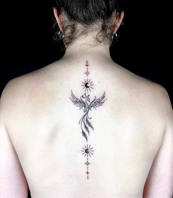 Phoenix Spine Tattoo