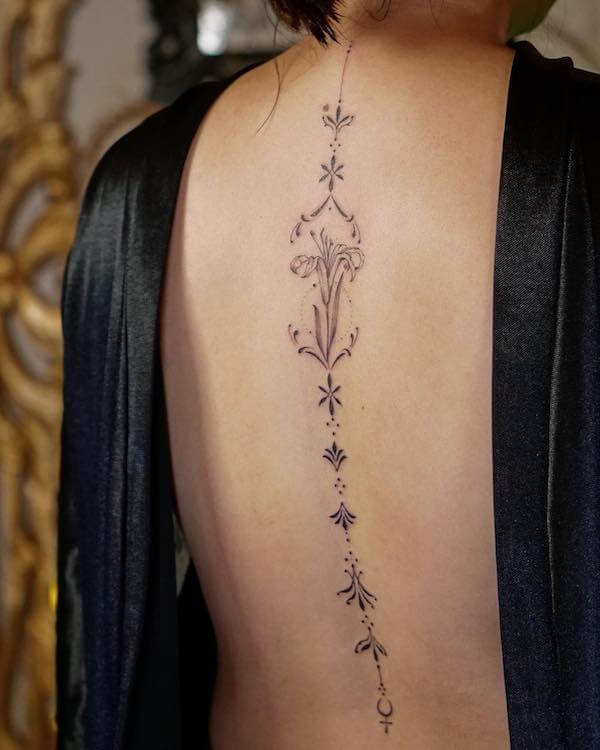Ornamental Spine Tattoo
